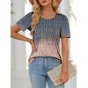 imageATHMILE Womens T Shirts Short Sleeve Summer Tops Pleated Dressy Casual Blouses Spring Clothes Beach Vacation 2026Tiedye Coral