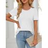 imageATHMILE Womens T Shirts Short Sleeve Summer Tops Pleated Dressy Casual Blouses Spring Clothes Beach Vacation 2026White