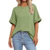 imageATHMILE Womens Oversized T Shirts Summer Tops Spring Casual Loose Fit Workout Short Sleeve 2026 Beach VacationLight Green