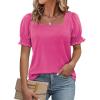 imageATHMILE Womens Summer Tops Square Neck Dressy Casual Blouses Ruffle Sleeve Cute Spring Beach Vacation CausalHot Pink
