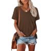 imageATHMILE Womens T Shirts 2026 Short Sleeve VNeck Shirts Cute Fit Summer Casual Tee Tops SXXLBrown