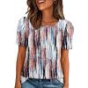imageATHMILE Womens T Shirts Short Sleeve Summer Tops Pleated Dressy Casual Blouses Spring Clothes Beach Vacation 2026Tiedye Brown
