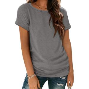 imageATHMILE Womens Boat Neck Tops Fashion Short Sleeve Scoop Neck Tees for Women Trendy Casual Shirts Summer Beach Outfits 2026Grey