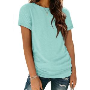 imageATHMILE Womens T Shirt Summer Tops Short Sleeve Fashion School Teachers Clothes 2026 Spring Beach Vacation TrendyAqua