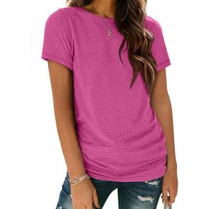 imageATHMILE Womens T Shirt Summer Tops Short Sleeve Fashion School Teachers Clothes 2026 Spring Beach Vacation TrendyHot Pink
