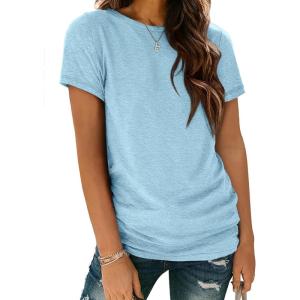 imageATHMILE Womens T Shirt Summer Tops Short Sleeve Fashion School Teachers Clothes 2026 Spring Beach Vacation TrendyLight Blue