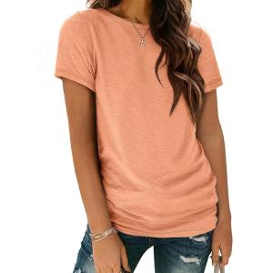 imageATHMILE Womens T Shirt Summer Tops Short Sleeve Fashion School Teachers Clothes 2026 Spring Beach Vacation TrendyLight Orange