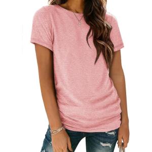 imageATHMILE Womens T Shirt Summer Tops Short Sleeve Fashion School Teachers Clothes 2026 Spring Beach Vacation TrendyLight Pink