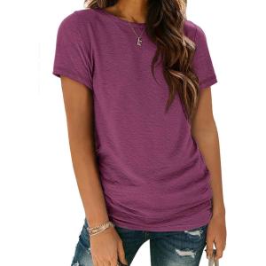 imageATHMILE Womens T Shirt Summer Tops Short Sleeve Fashion School Teachers Clothes 2026 Spring Beach Vacation TrendyPink Red