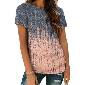 imageATHMILE Womens T Shirt Summer Tops Short Sleeve Fashion School Teachers Clothes 2026 Spring Beach Vacation TrendyTiedye Coral