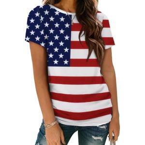 imageATHMILE Womens T Shirt Summer Tops Short Sleeve Fashion School Teachers Clothes 2026 Spring Beach Vacation TrendyUsaflag