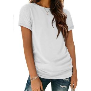 imageATHMILE Womens T Shirt Summer Tops Short Sleeve Fashion School Teachers Clothes 2026 Spring Beach Vacation TrendyWhite