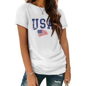 imageATHMILE Womens T Shirt Summer Tops Short Sleeve Fashion School Teachers Clothes 2026 Spring Beach Vacation TrendyWhiteusa