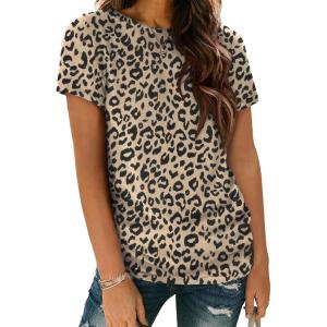 imageATHMILE Womens T Shirt Summer Tops Short Sleeve Fashion School Teachers Clothes 2026 Spring Beach Vacation TrendyYellowleopard