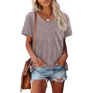 imageATHMILE Womens T Shirts 2026 Short Sleeve VNeck Shirts Cute Fit Summer Casual Tee Tops SXXLGray Purple