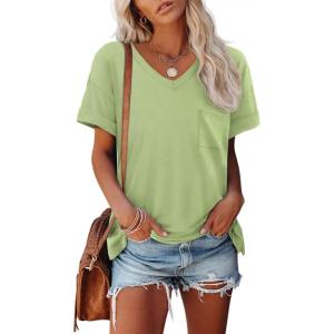 imageATHMILE Womens T Shirts 2026 Short Sleeve VNeck Shirts Cute Fit Summer Casual Tee Tops SXXLLight Green