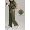 imageATHMILE Womens 2 Piece Lounge Set Fashion Travel Outfits Summer Beach Vacation Tracksuit Comfy Wide Leg Airport LoungewearArmy Green