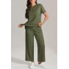 imageATHMILE Womens 2 Piece Lounge Set Fashion Travel Outfits Summer Beach Vacation Tracksuit Comfy Wide Leg Airport LoungewearArmy Green