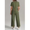 imageATHMILE Womens 2 Piece Lounge Set Fashion Travel Outfits Summer Beach Vacation Tracksuit Comfy Wide Leg Airport LoungewearArmy Green