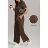imageATHMILE Womens 2 Piece Lounge Set Fashion Travel Outfits Summer Beach Vacation Tracksuit Comfy Wide Leg Airport LoungewearCoffee