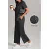 imageATHMILE Womens 2 Piece Lounge Set Fashion Travel Outfits Summer Beach Vacation Tracksuit Comfy Wide Leg Airport LoungewearDark Grey