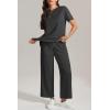 imageATHMILE Womens 2 Piece Lounge Set Fashion Travel Outfits Summer Beach Vacation Tracksuit Comfy Wide Leg Airport LoungewearDark Grey