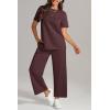 imageATHMILE Womens 2 Piece Lounge Set Fashion Travel Outfits Summer Beach Vacation Tracksuit Comfy Wide Leg Airport LoungewearDark Purple