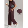 imageATHMILE Womens 2 Piece Lounge Set Fashion Travel Outfits Summer Beach Vacation Tracksuit Comfy Wide Leg Airport LoungewearDark Purple