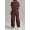 imageATHMILE Womens 2 Piece Lounge Set Fashion Travel Outfits Summer Beach Vacation Tracksuit Comfy Wide Leg Airport LoungewearDark Purple