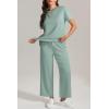 imageATHMILE Womens 2 Piece Lounge Set Fashion Travel Outfits Summer Beach Vacation Tracksuit Comfy Wide Leg Airport LoungewearLake Blue