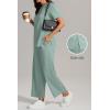 imageATHMILE Womens 2 Piece Lounge Set Fashion Travel Outfits Summer Beach Vacation Tracksuit Comfy Wide Leg Airport LoungewearLake Blue
