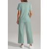 imageATHMILE Womens 2 Piece Lounge Set Fashion Travel Outfits Summer Beach Vacation Tracksuit Comfy Wide Leg Airport LoungewearLake Blue