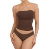 imageATHMILE Women Sexy Tube Top Summer Y2K Going Out Double Lined Basic Tank TopBrown