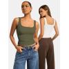 imageATHMILE Double Lined Tank Tops for Women Summer Square Neck Sleeveless Basic Spring Going Out TopArmy Green