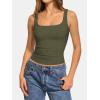 imageATHMILE Double Lined Tank Tops for Women Summer Square Neck Sleeveless Basic Spring Going Out TopArmy Green