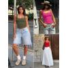 imageATHMILE Double Lined Tank Tops for Women Summer Square Neck Sleeveless Basic Spring Going Out TopArmy Green