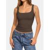 imageATHMILE Double Lined Tank Tops for Women Summer Square Neck Sleeveless Basic Spring Going Out TopCoffee