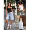 imageATHMILE Double Lined Tank Tops for Women Summer Square Neck Sleeveless Basic Spring Going Out TopDark Gray