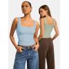 imageATHMILE Double Lined Tank Tops for Women Summer Square Neck Sleeveless Basic Spring Going Out TopLight Blue