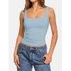 imageATHMILE Double Lined Tank Tops for Women Summer Square Neck Sleeveless Basic Spring Going Out TopLight Blue