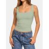 imageATHMILE Double Lined Tank Tops for Women Summer Square Neck Sleeveless Basic Spring Going Out TopLight Green