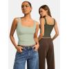 imageATHMILE Double Lined Tank Tops for Women Summer Square Neck Sleeveless Basic Spring Going Out TopLight Green
