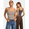 imageATHMILE Double Lined Tank Tops for Women Summer Square Neck Sleeveless Basic Spring Going Out TopLight Khaki