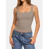 imageATHMILE Double Lined Tank Tops for Women Summer Square Neck Sleeveless Basic Spring Going Out TopLight Khaki