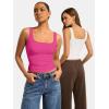 imageATHMILE Double Lined Tank Tops for Women Summer Square Neck Sleeveless Basic Spring Going Out TopMagenta