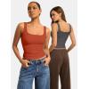 imageATHMILE Double Lined Tank Tops for Women Summer Square Neck Sleeveless Basic Spring Going Out TopOrange Red