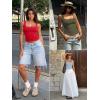 imageATHMILE Double Lined Tank Tops for Women Summer Square Neck Sleeveless Basic Spring Going Out TopRed