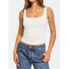 imageATHMILE Double Lined Tank Tops for Women Summer Square Neck Sleeveless Basic Spring Going Out TopWhite