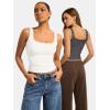 imageATHMILE Double Lined Tank Tops for Women Summer Square Neck Sleeveless Basic Spring Going Out TopWhite