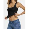 imageATHMILE Tank Top for Women Crop Square Neck Lace Trim Spring Summer Sleeveless Double Lined Basic Going Out Y2k Outfits 2026Black